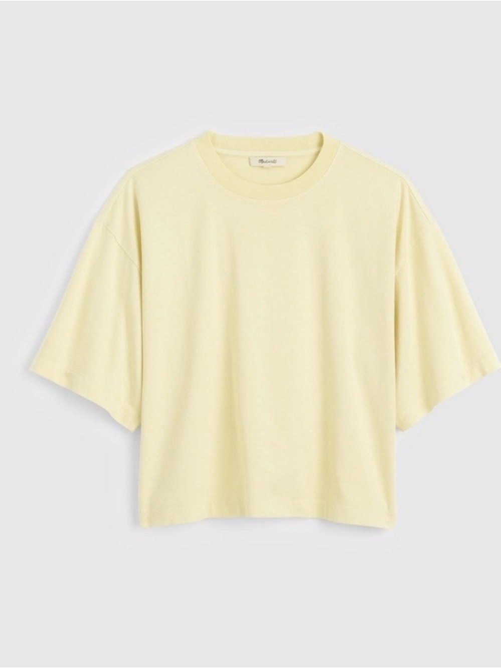 Madewell the boxy all day crop tee sheer pineapple yellow
